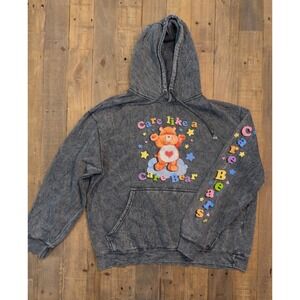 Lane Seven Care Bears Hoodie XL Distressed Mineral Wash Tenderheart Bear Gray